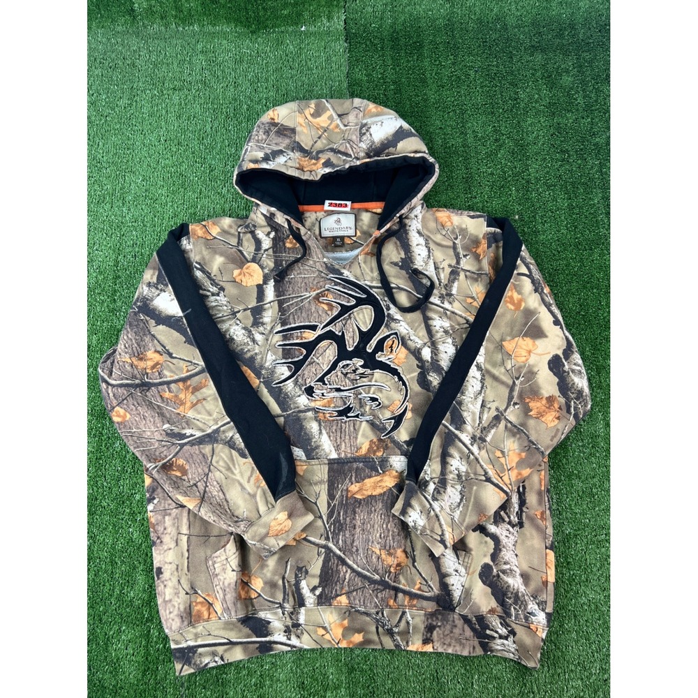 Legendary Whitetails Mens XL Camo Hoodie Embroidered Buck Logo Sweatshirt